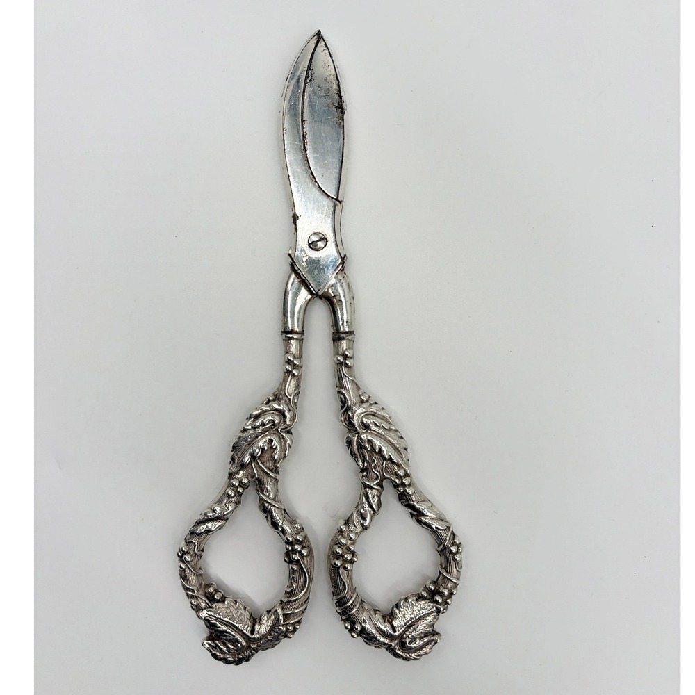 Antique Victorian Grape Scissors | Silverplate Grapevine Handles | c. 1880–1900